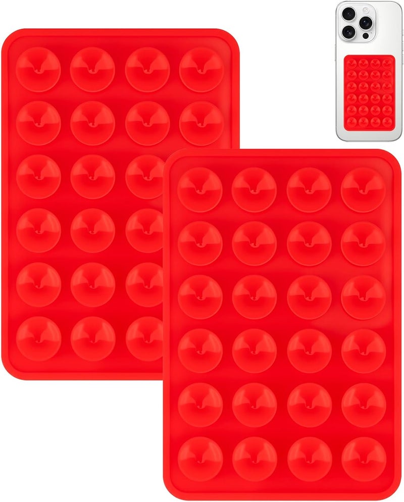 Yojaro 2 Pack Silicone Suction Phone Case Mount, Silicon Adhesive Smartphones Stand Sticky, Non Slip Suction Cup, Hands-Free Phone Accessories Holder for Selfies and Videos Red - Image 1